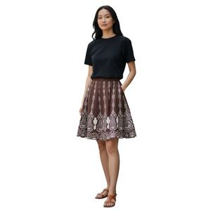MOSSIMO Women’s Boho Brown and White Plus Size A Line Skirt size 14